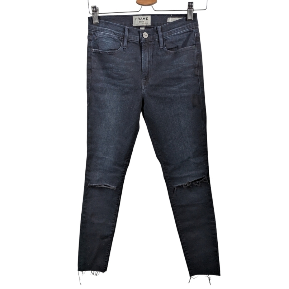 Frame Le High Skinny Raw Hem Distressed Jeans Sz 27